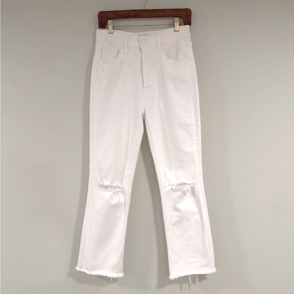 MOTHER The Tripper Ankle Fray Jeans in White Unfairest of Them All Jeans Size 27 - Picture 8 of 16